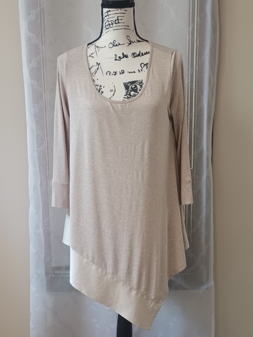 Soft Surroundings Taupe Asymmetric Scoop Neck Tunic